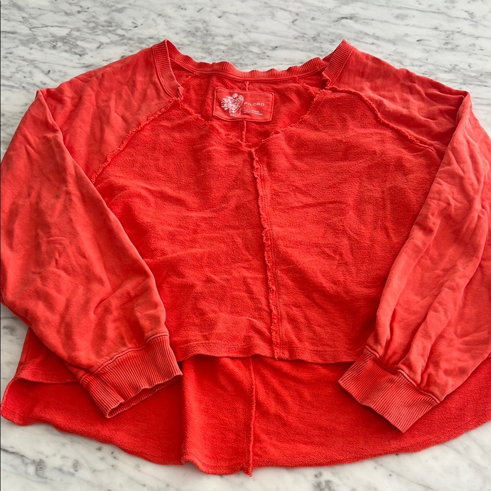 Orange women’s pilcro size l crop sweatshirt v neck Anthropologie